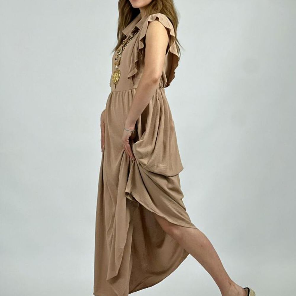 Vestido Cuello En V Abotonado image number 7.0