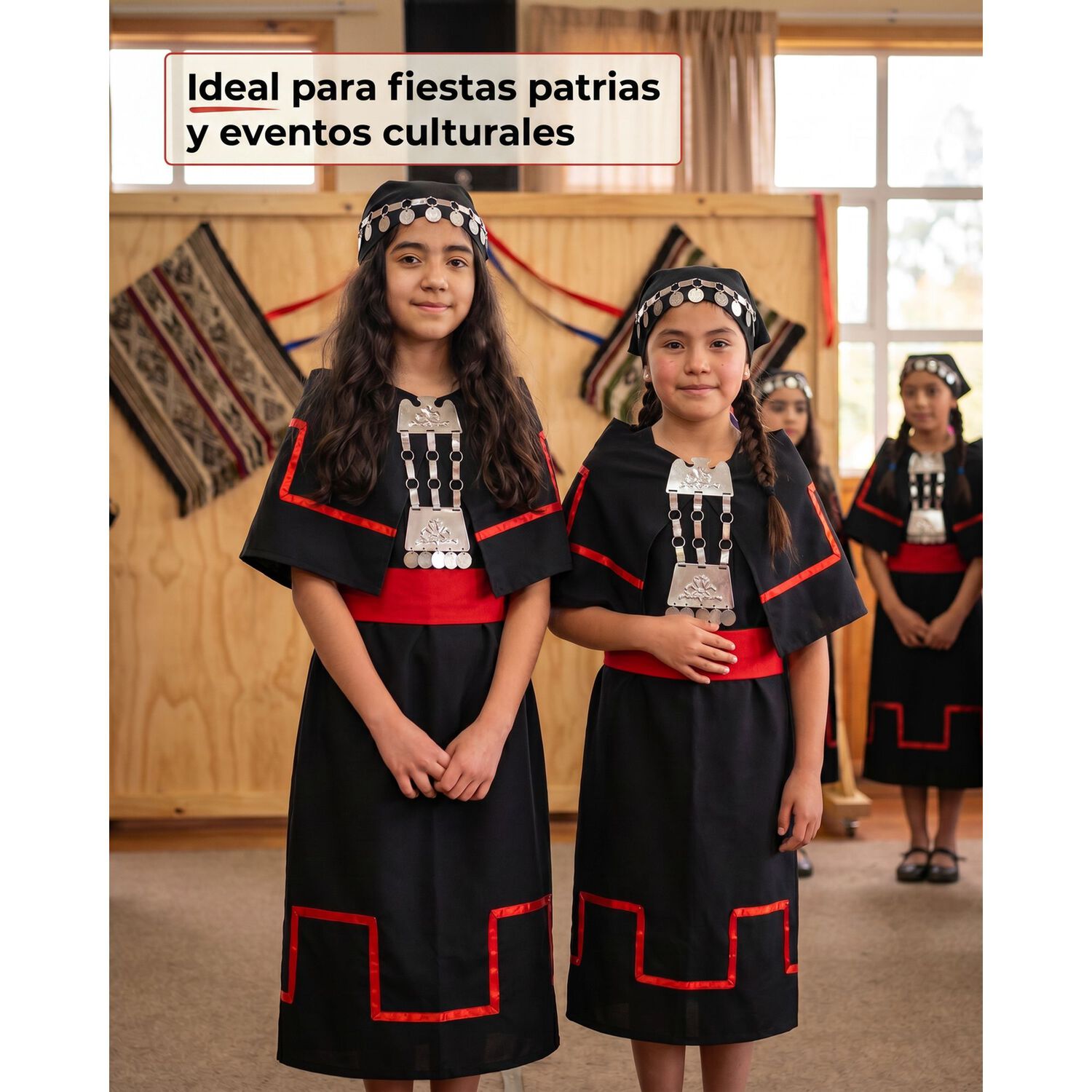 Traje T&iacute;pico Mapuche Con Accesorios Trapelacucha - Disfraz image number 4.0