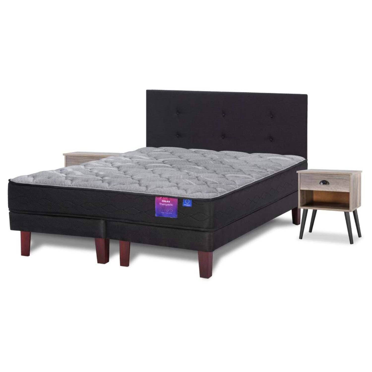 Cama Europea Flex Therapedic Plus / King / Base Dividida + Set De Maderas image number 0.0