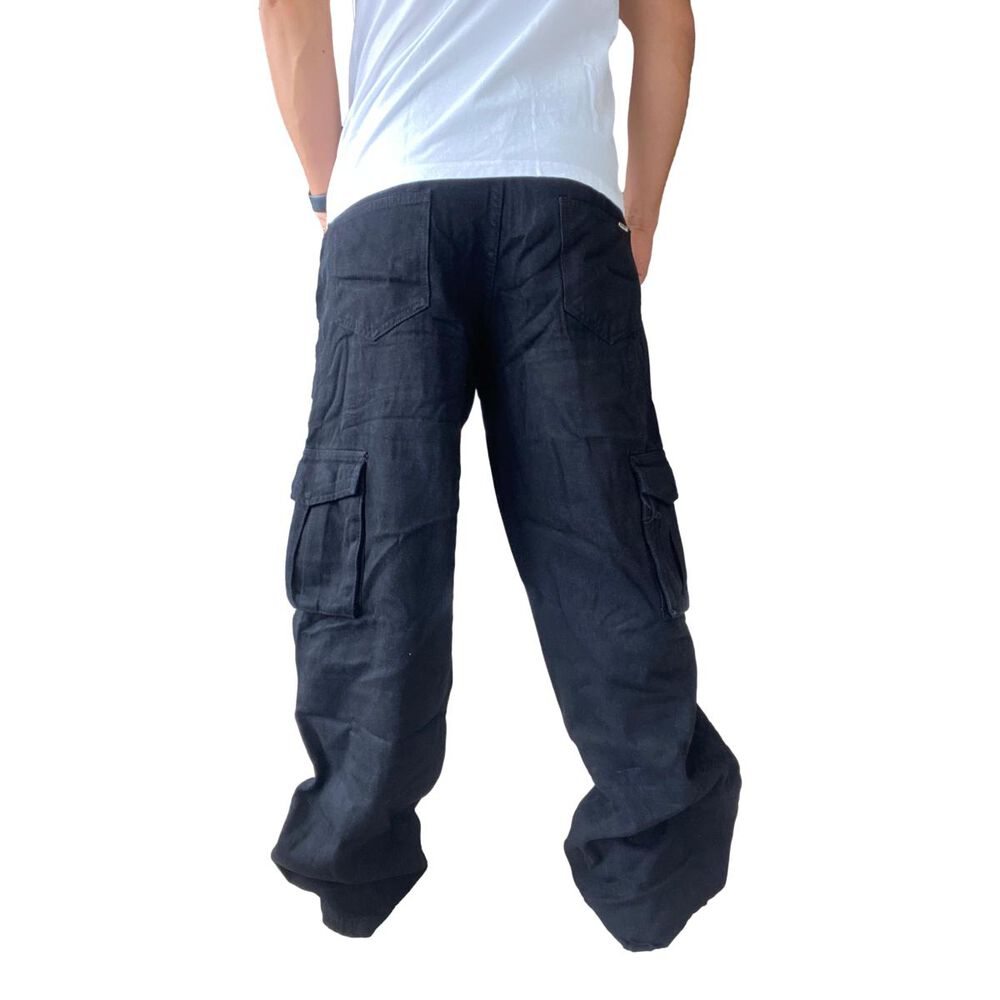 Jeans Diábolo Negro Cargo Ancho Wide Leg Hombre image number 3.0