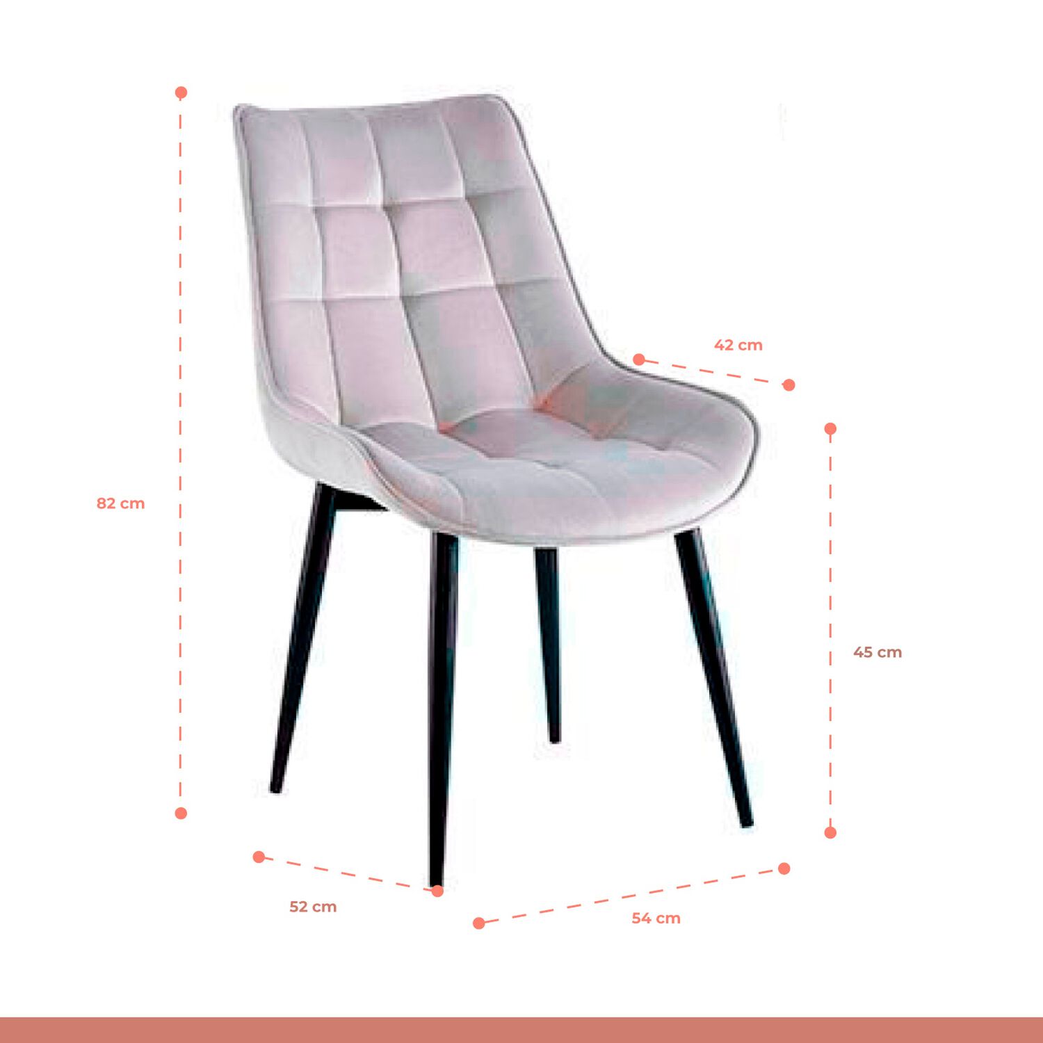 Comedor Mesa Vidrio Rectangular 120x80 + 6 Silla Macron Terciopelo - Gris image number 5.0