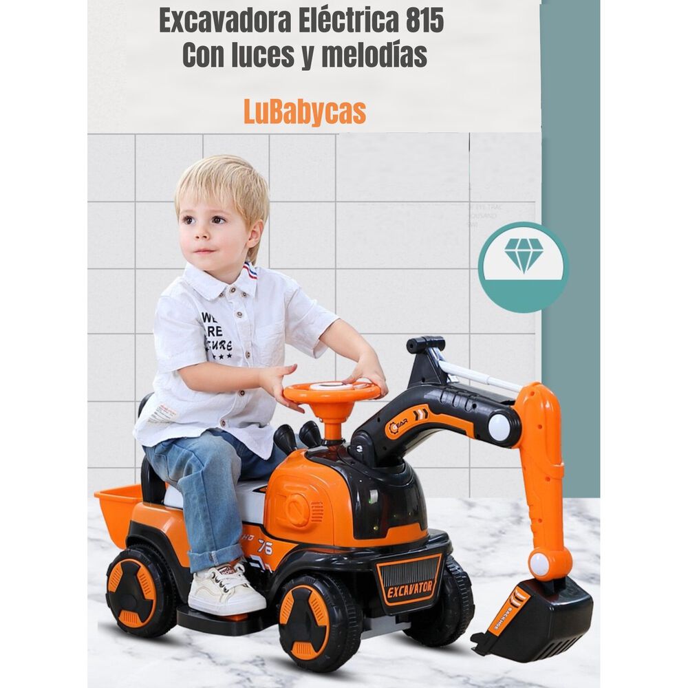 Excavadora El&eacute;ctrica Montable Luces M&uacute;sica Lubabycas Azul image number 7.0