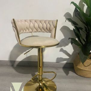 Taburete Bar Queen Ajustable Giratorio 360 Felpa Base Dorada