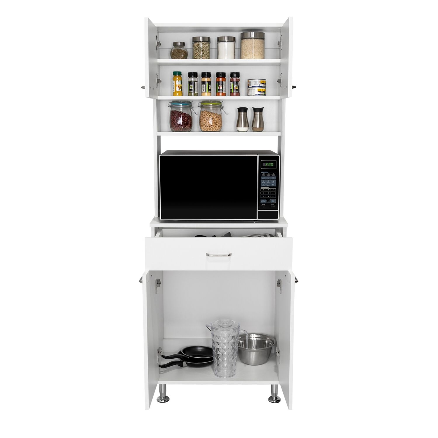 Mueble Microondas 4 Puertas 1 Cajon Fm-012b Blanco image number 4.0