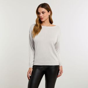 Sweater Lurex Manga Larga Cuello Redondo Mujer Kimera