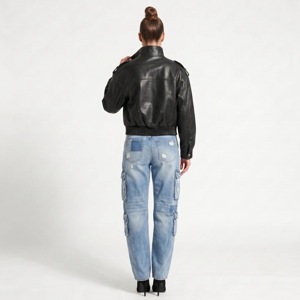 Chaqueta Ecocuero Bomber Mujer Kendall image number 2.0
