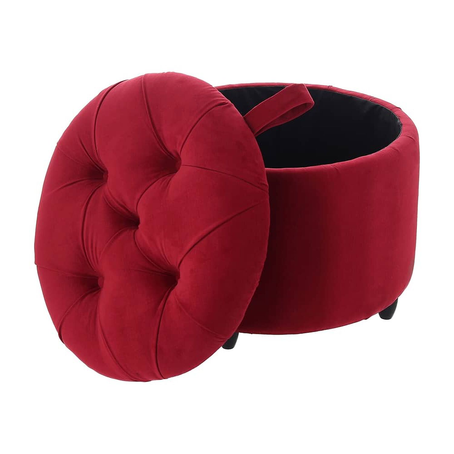 Pouf Ba&uacute;l Zoe Rojo Felpa 60x60x50 Cm image number 1.0