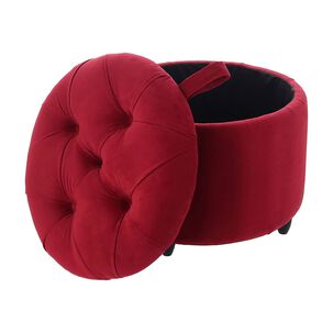 Pouf Ba&uacute;l Zoe Rojo Felpa 60x60x50 Cm