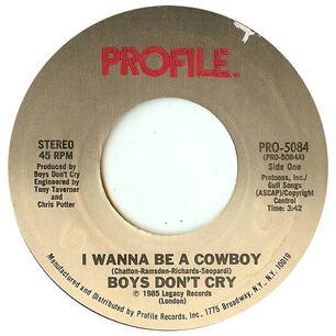 Boys Don't Cry - I Wanna Be A Cowboy | 7" Single Usado