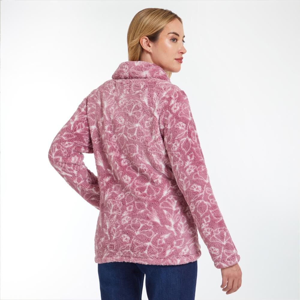 Poler&oacute;n Estampado Peludo Cuello Alto Mujer Geeps image number 3.0