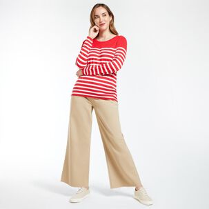 Sweater Listado Regular Cuello Redondo Mujer Geeps