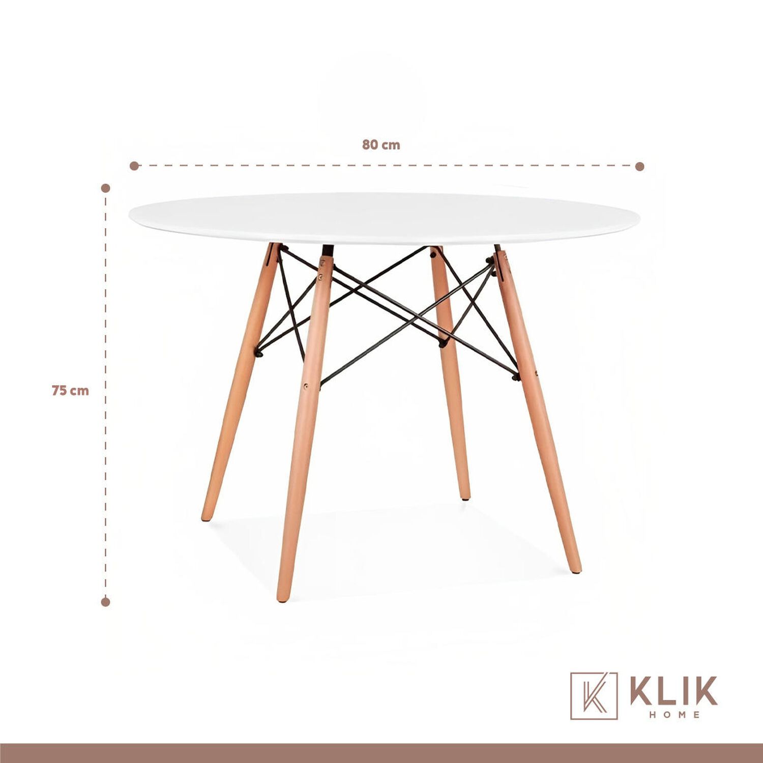 Comedor Eames 80cm Redonda Blanca + 4 Sillas Crossback Danubio Blancas image number 5.0