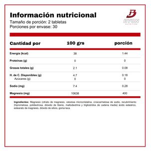 Magnesio Citrato 400mg 60 Tabletas