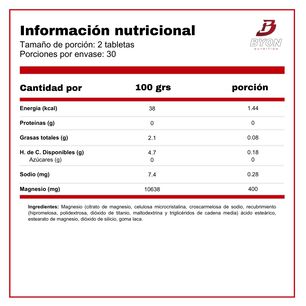 Magnesio Citrato 400mg 60 Tabletas