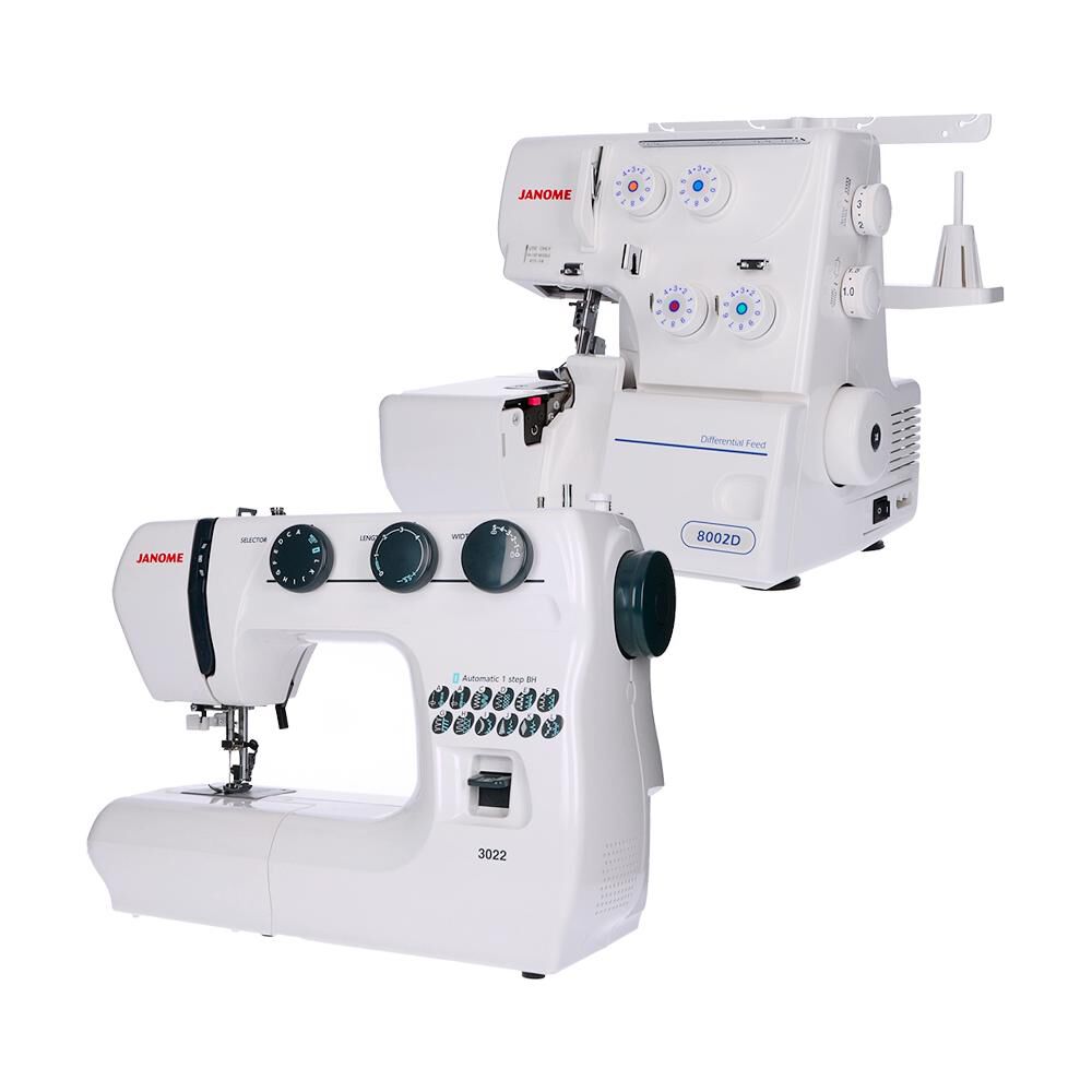 Combo Janome Máquina de Coser 3022 + Máquina Overlock 8002D image number 0.0