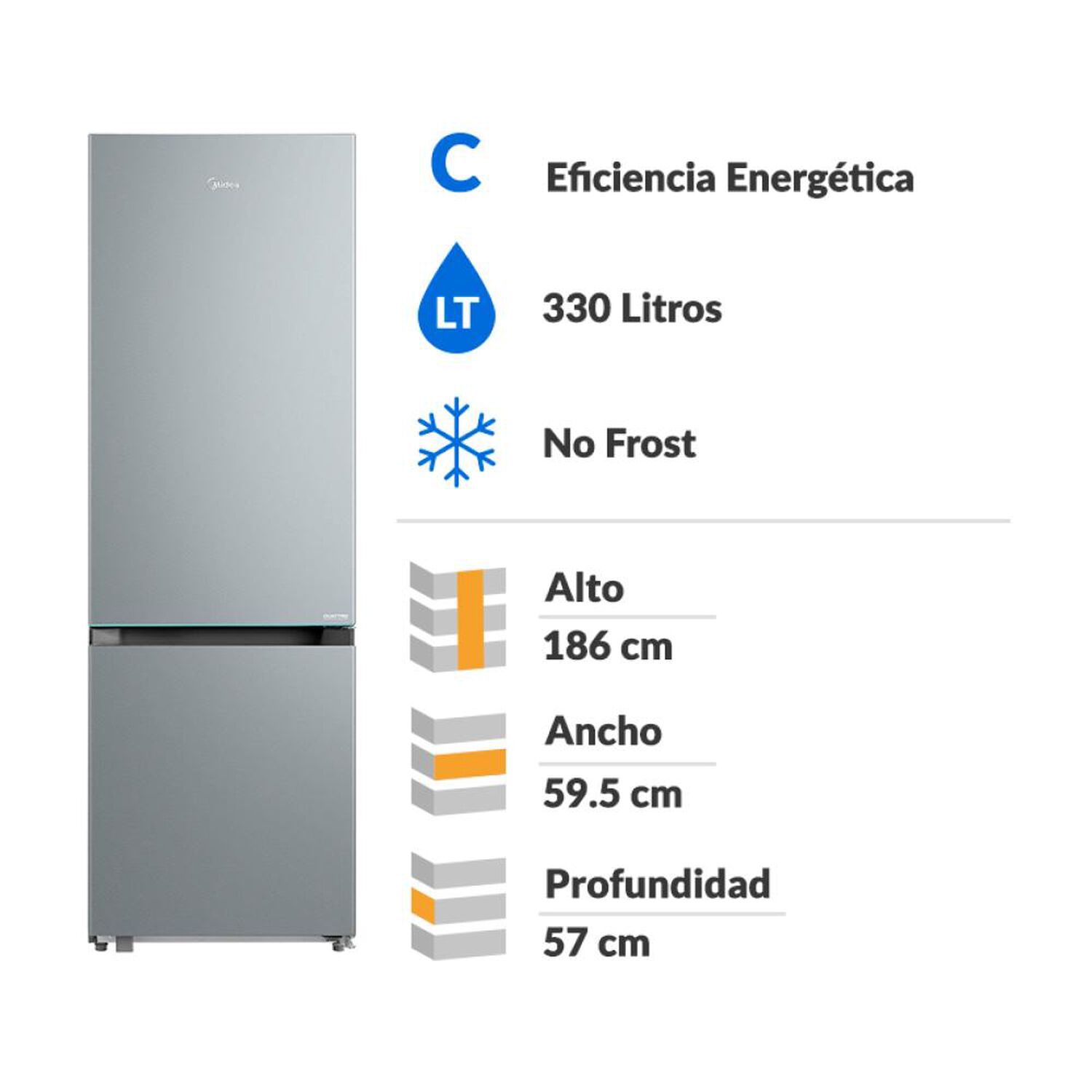 Refrigerador Bottom Freezer Midea Mdrb457fge50 / No Frost / 330 Litros / C image number 1.0