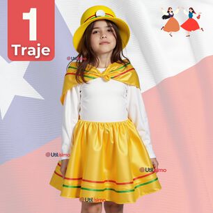 Traje Nortino Ni&ntilde;a 4 Piezas Fiestas Patrias Baile Nortino Amarillo