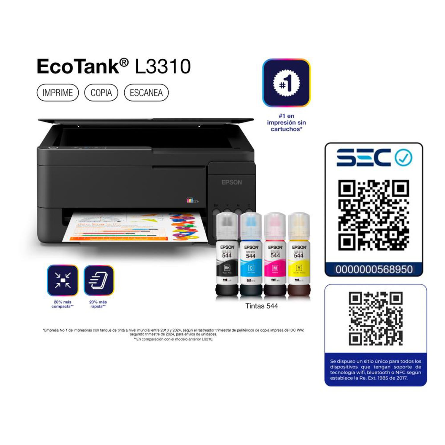 Impresora Multifuncional Epson Ecotank L3310 image number 9.0
