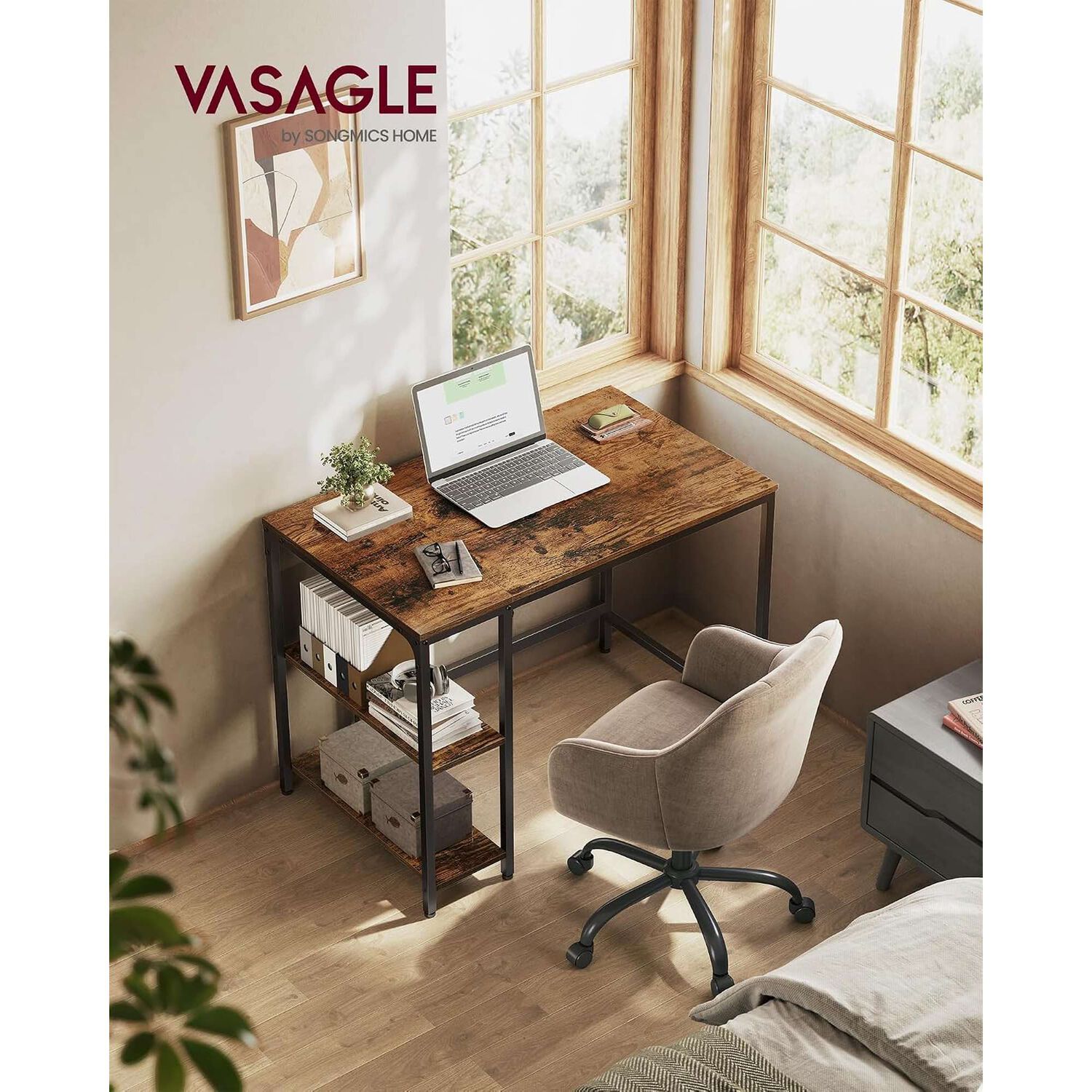 Escritorio Moderno Vasagle Con Repisas Madera Y Metal 100 Cm image number 1.0