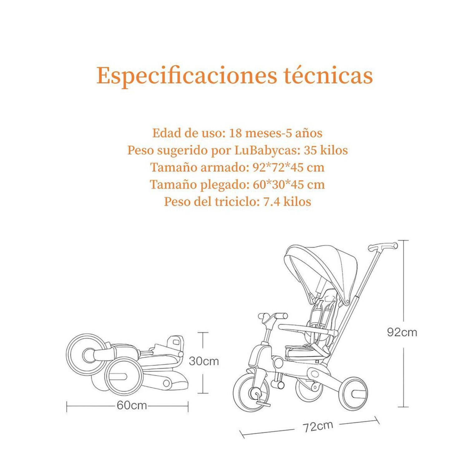 Triciclo De Paseo 360&deg; Y Balance 6 En 1 Plegable Blanco image number 1.0