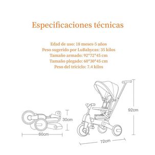 Triciclo De Paseo 360&deg; Y Balance 6 En 1 Plegable Blanco