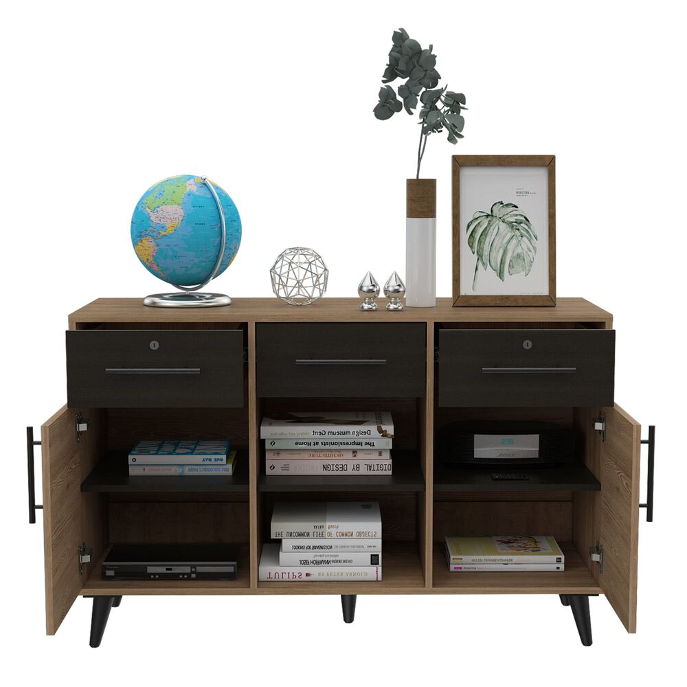 Buffet 3 Cajones 2 Puertas Fm-001c Caf&eacute; Claro Y Plomo image number 2.0