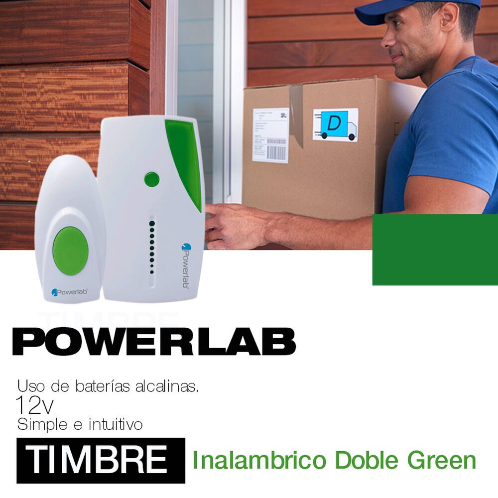 Timbre Inalambrico Powerlab Dual Door Bell Pack Color Blanco image number 1.0