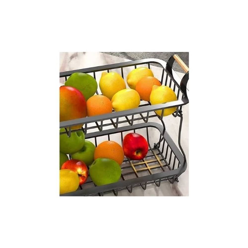 Cesta 2 Niveles Organiza Almacena Frutas Verduras Pan Cocina Color Negro image number 3.0