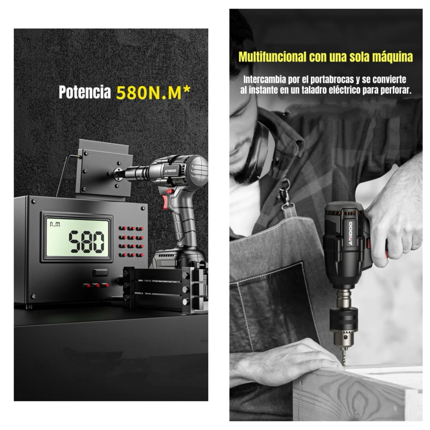 Kit Llave Impacto Inal&aacute;mbrica Taladro Pistola 2 Bater&iacute;as D02 image number 3.0