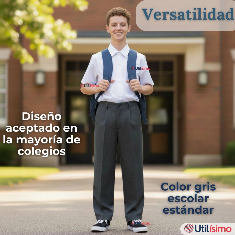 Pantal&oacute;n Escolar Colegio Cl&aacute;sico Gris Ni&ntilde;o Juvenil image number 8.0