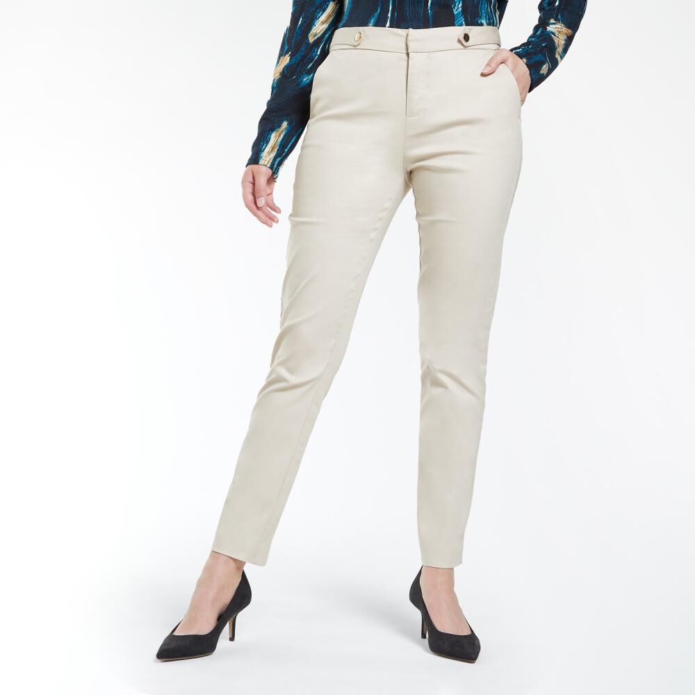 Pantalón Clásico Con Bolsillos Tiro Medio Regular Mujer Lesage