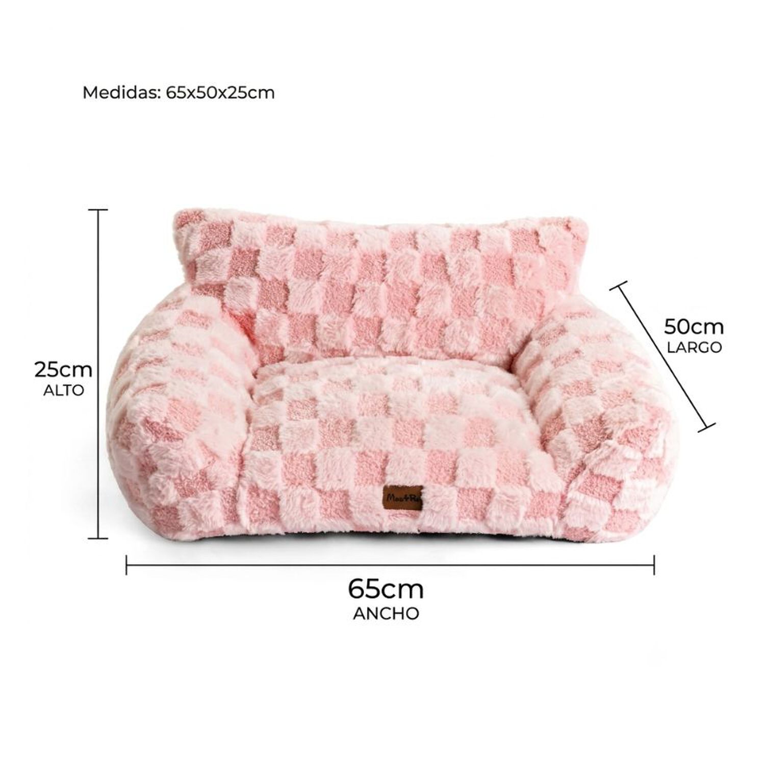 Cama Sof&aacute; Para Perros Y Gatos Dise&ntilde;o Cuadros Rosa Lavable Talla S image number 2.0