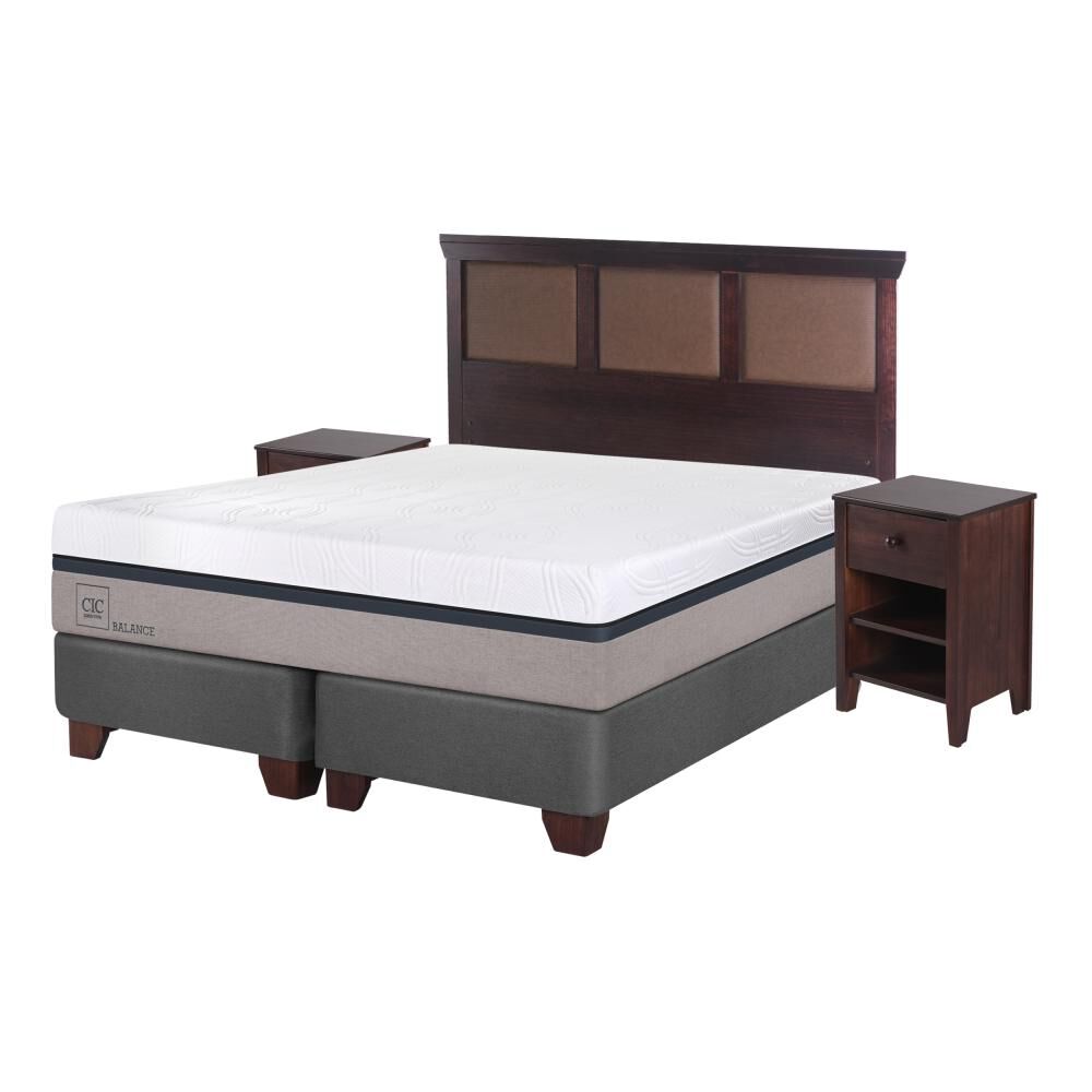Box Spring Cic Balance / 2 Plazas / Base Dividida  + Set De Maderas image number 1.0