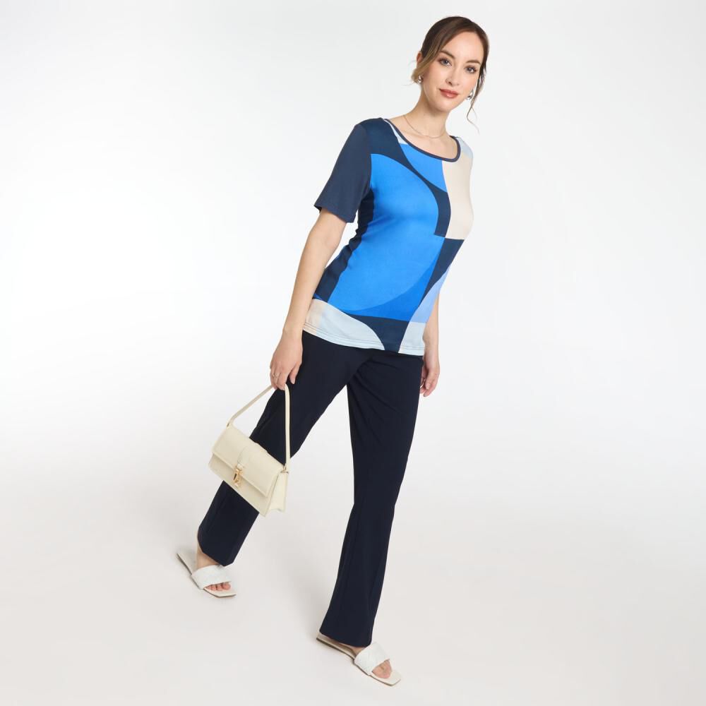 Blusa Print Frontal Manga Corta Cuello Redondo Mujer Lesage image number 1.0