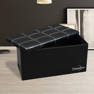 Banqueta Baul Puff Organizador Plegable Negro 76x38cm