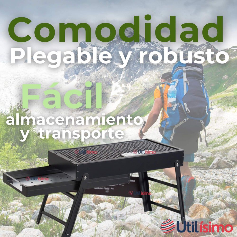 Mini Parrillera De Carbón Plegable Portátil Acero image number 6.0