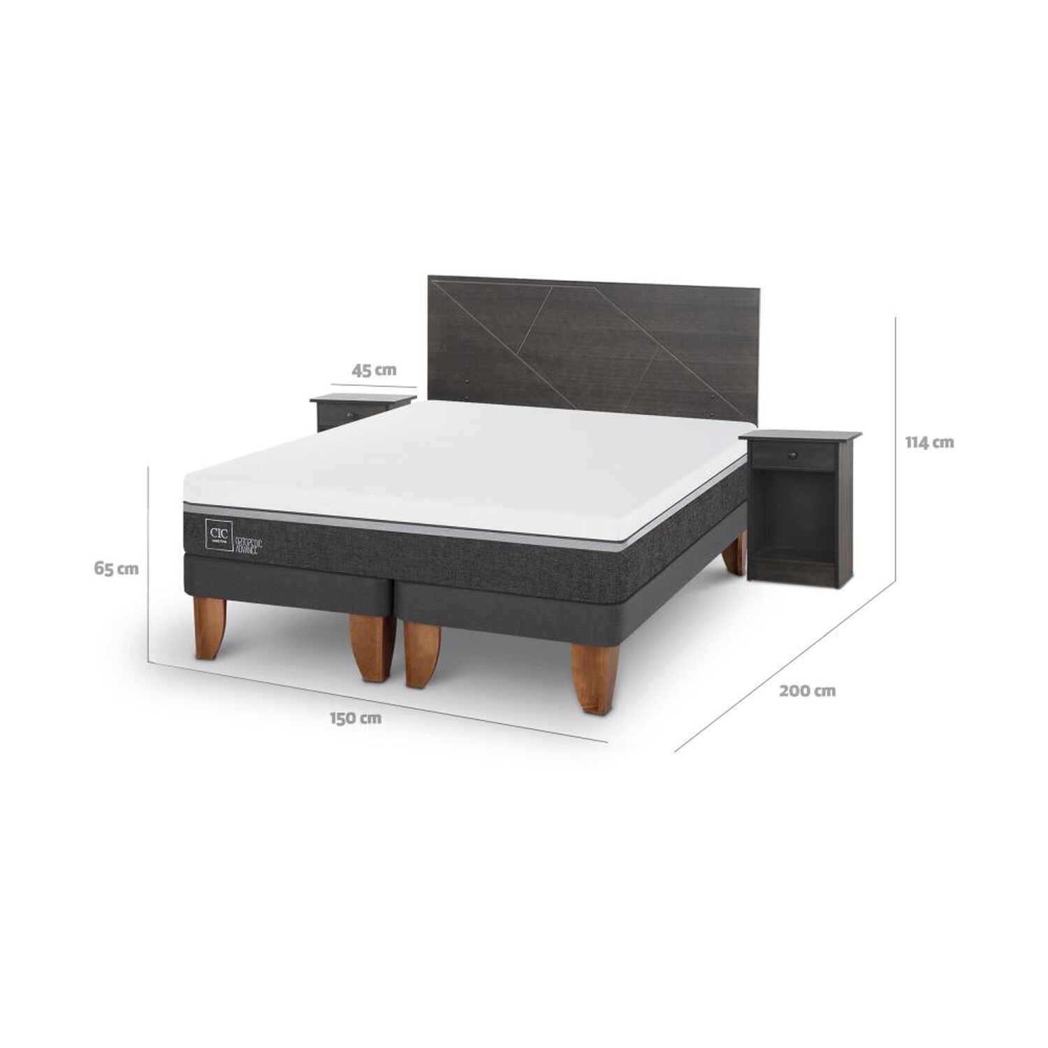 Cama Europea Cic Ortopedic Advance / 2 Plazas / Base Dividida + Set De Maderas image number 6.0