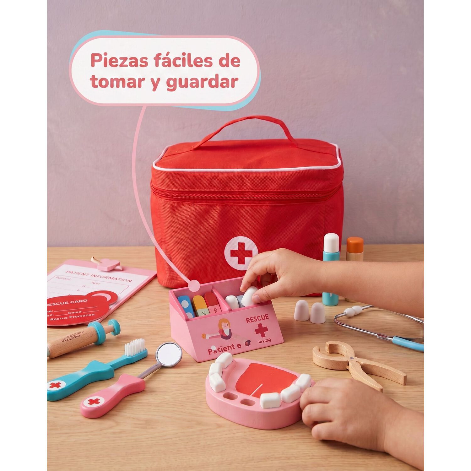 Set Juego De Roles Doctor- Dentista Juego Madera Ni&ntilde;os image number 12.0