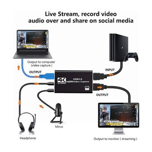 Capturadora Hdmi 4k Ultra Video Audio Mic In Streaming 3.0