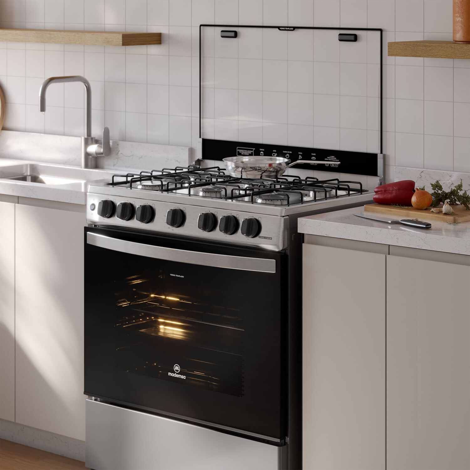 Cocina A Gas 6 Platos Horno Vapor Y Parrillas Alambr&oacute;n Fm6lsc Inox image number 8.0