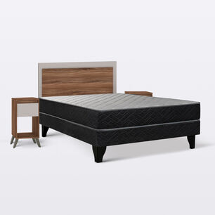 Cama Europea Celta Apolo Black / 2 Plazas / Base Normal + Set De Madrid Milan