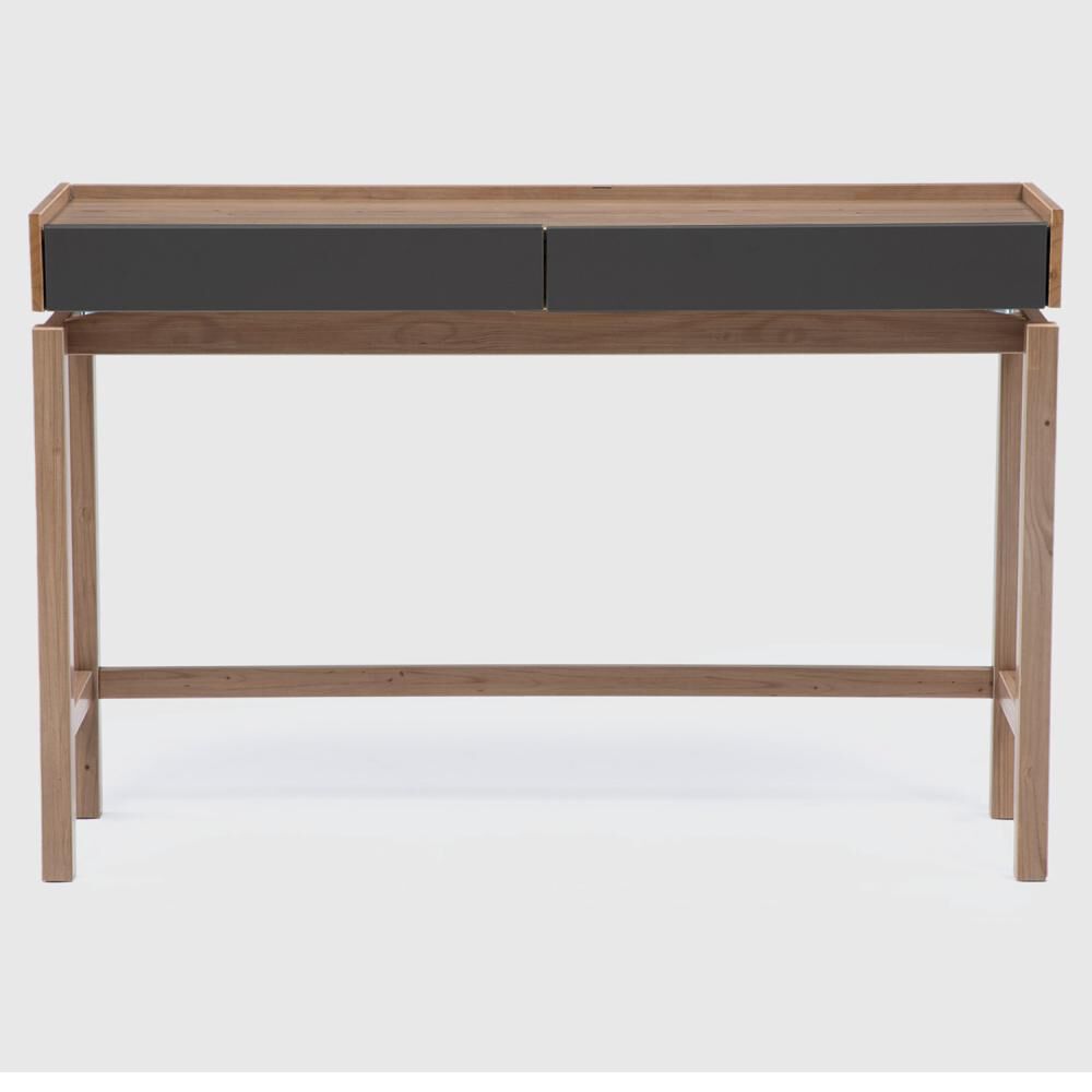 Mesa De Arrimo Roca Barcelona 2 Cajones Grafito-roble image number 0.0