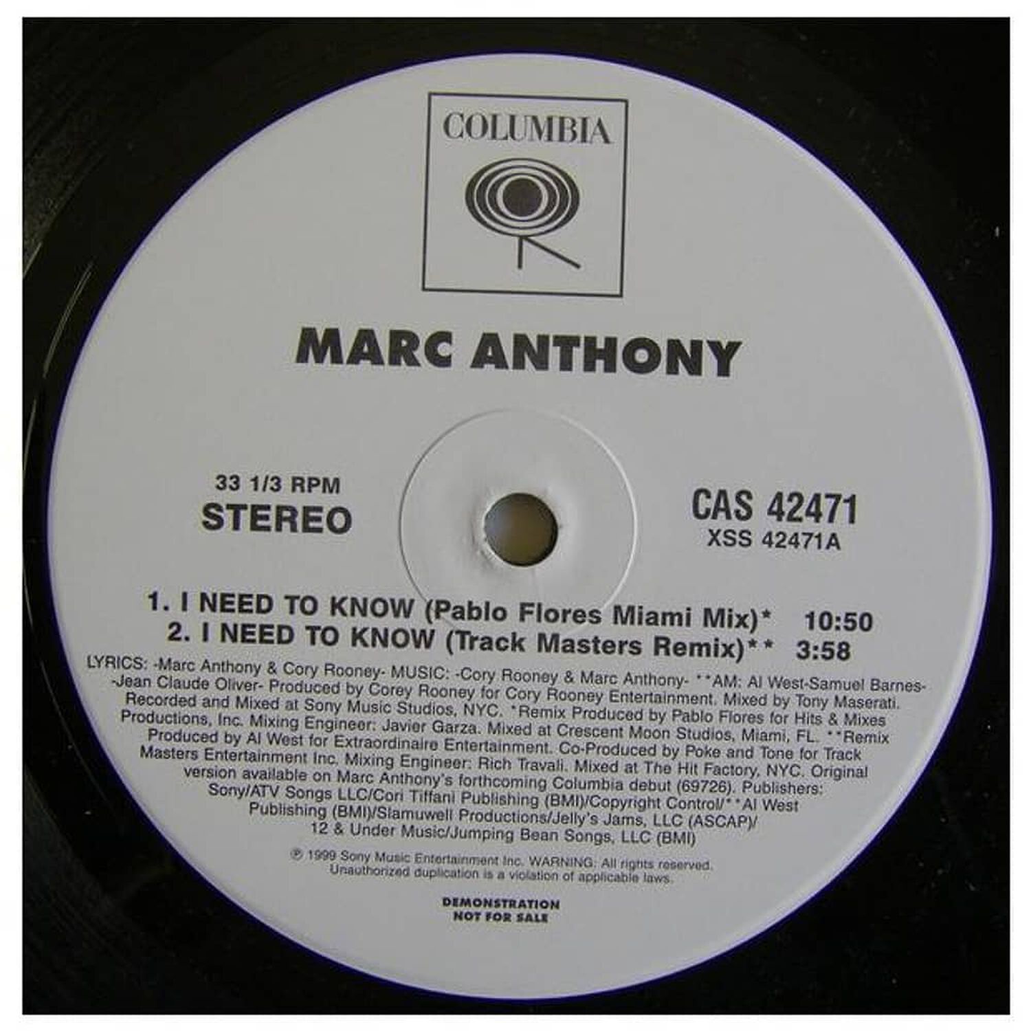 Marc Anthony - I Need To Know (promo) | 12" Maxi Single Usado image number 1.0