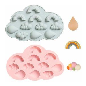 Molde De Silicona Arcoiris Nube Gota Kawaii