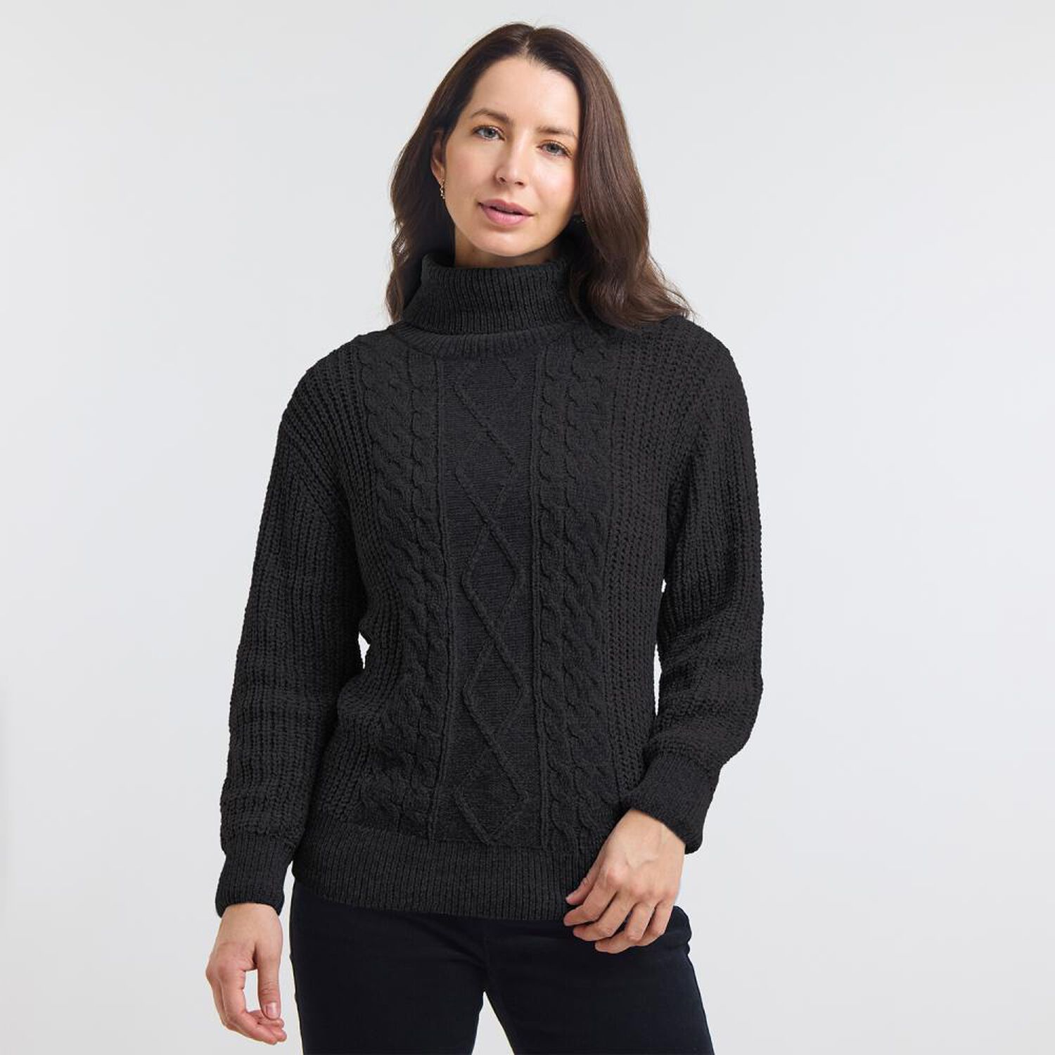 Sweater Trenzado Con Aplicaci&oacute;n Lurex Cuello Alto Mujer Geeps image number 0.0