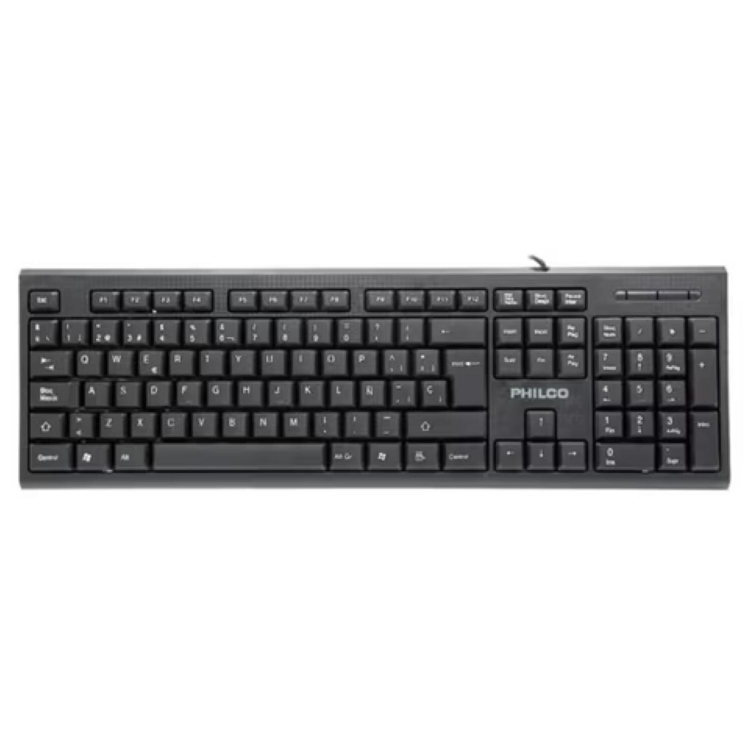 Kit Teclado 104 Teclas Y Mouse 1200dpi 3 Botones Negro Philco image number 0.0