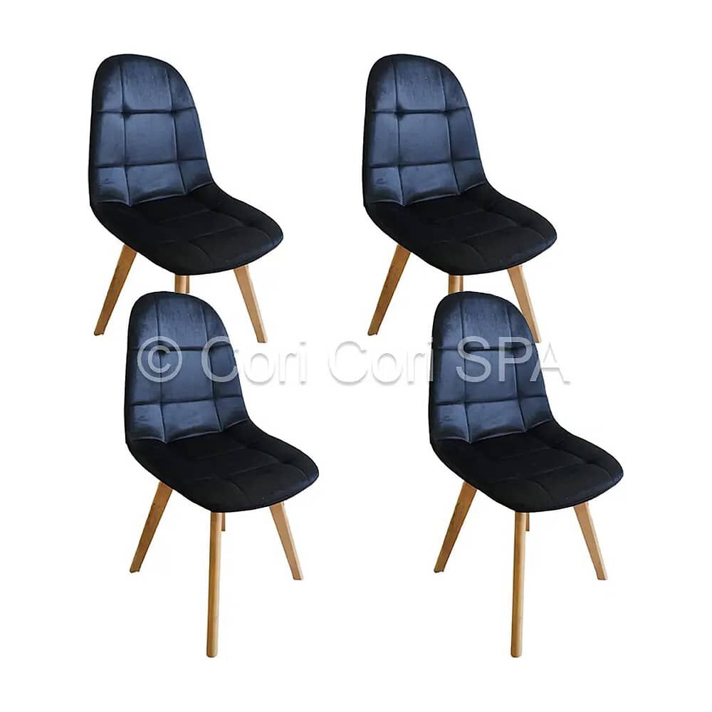 Pack 4 Sillas Capitonne Velvet Negro image number 0.0