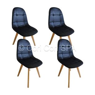 Pack 4 Sillas Capitonne Velvet Negro