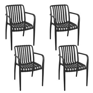 Set 4 Sillas Terraza Pl&aacute;stica Giza Negra