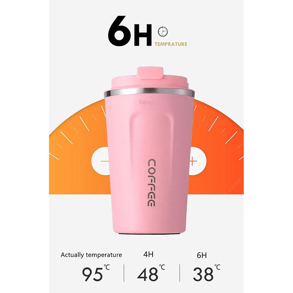 Termo Mug Café 380ml Acero Inoxidable Portátil Rosa image number 3.0